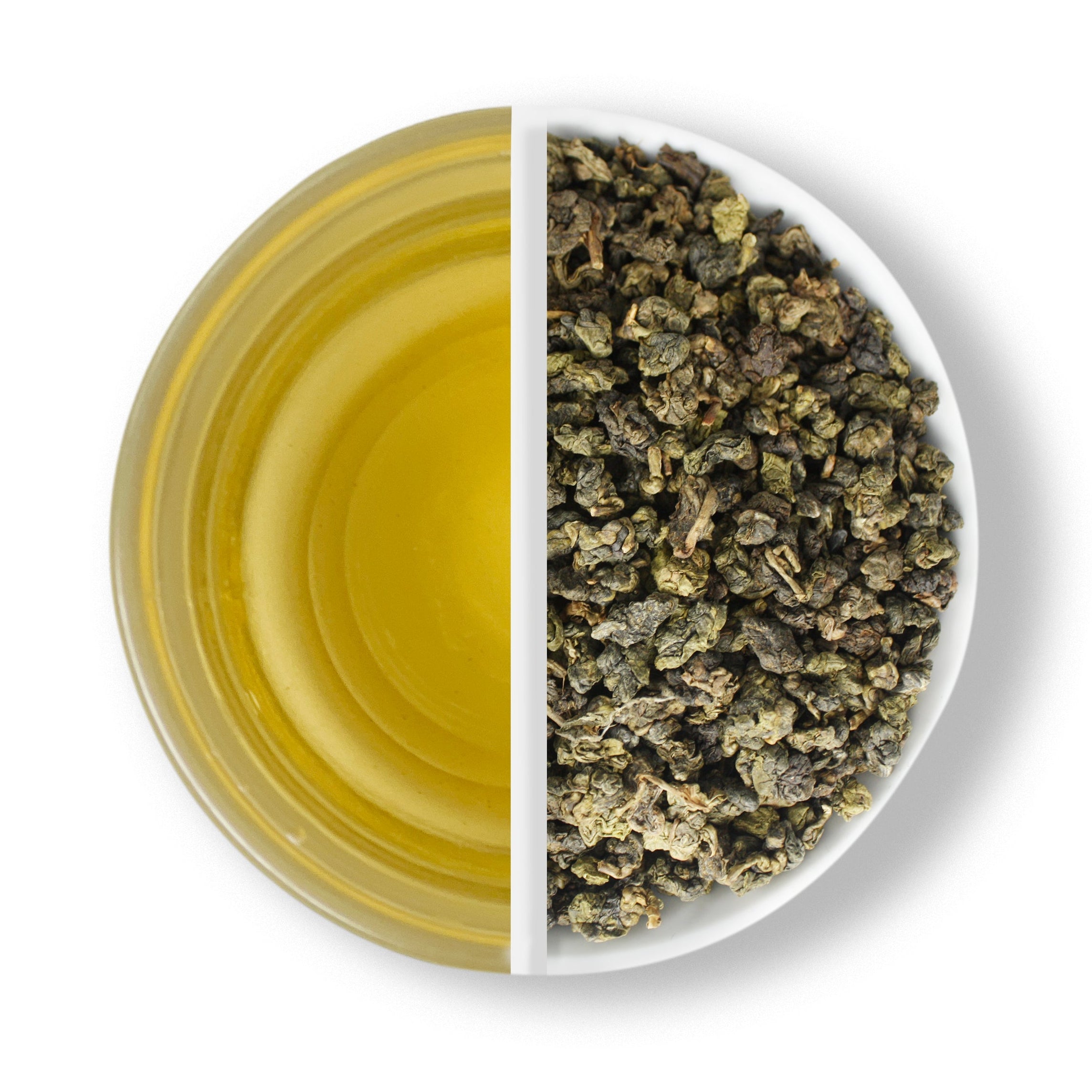 Brewed oolong and tea leaves